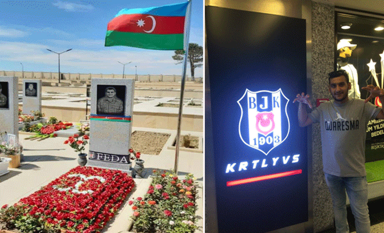 “FEDA” yazılı “Beşiktaş” şərfi qoyuldu – şəhidimizin məzarı üzərinə