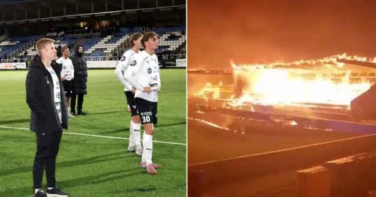 Klub aşağı liqaya düşdü - Azarkeşlər stadionu yandırdı  - VİDEO 