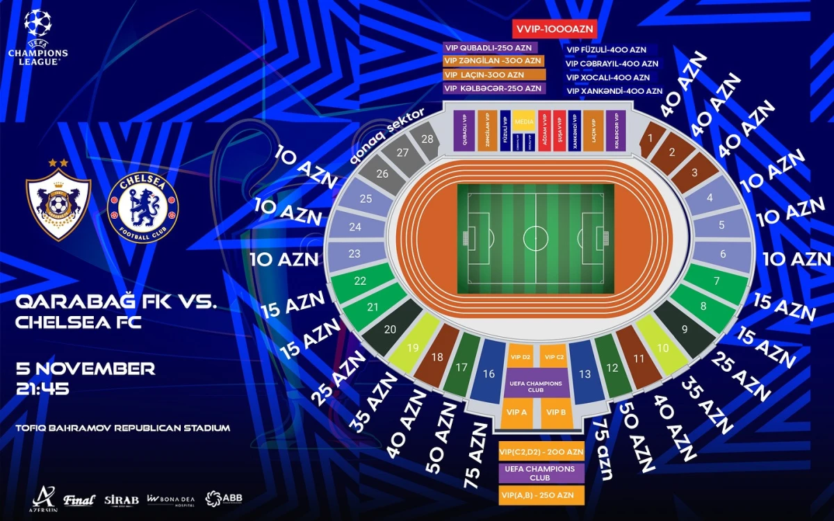“Qarabağ” – “Çelsi” oyununa 22500 bilet satılıb