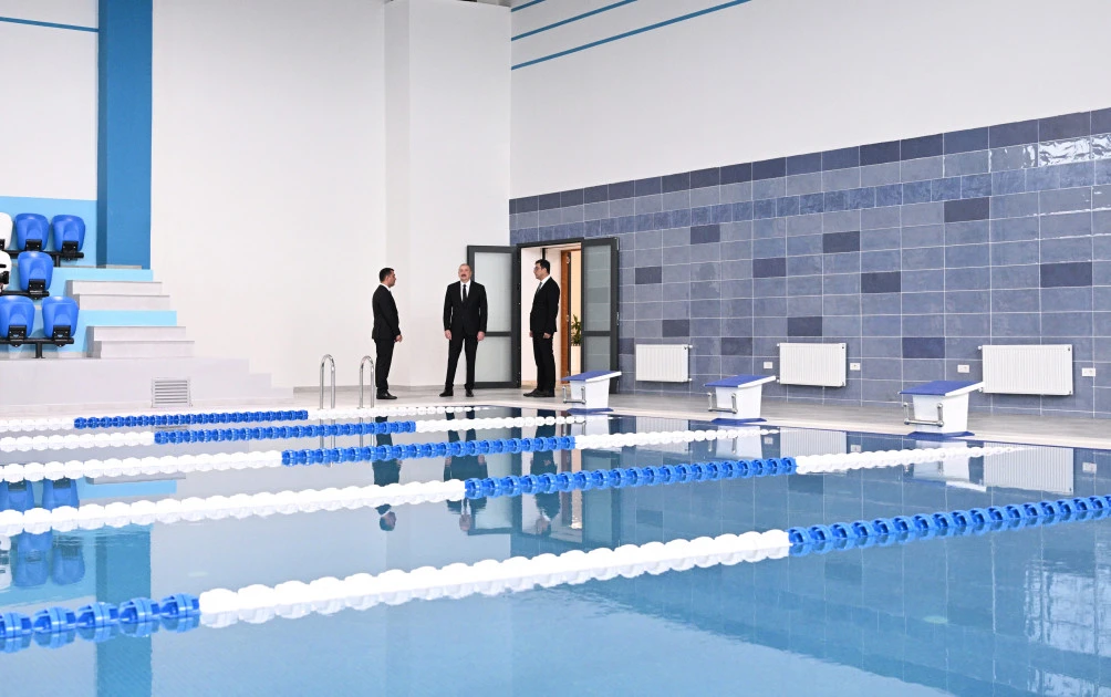 Prezident İlham Əliyev Yevlax Olimpiya İdman Kompleksinin açılışında iştirak edib - FOTO 