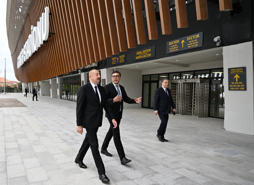 Prezident İlham Əliyev Gəncə şəhər stadionunun açılışında iştirak edib - FOTO 