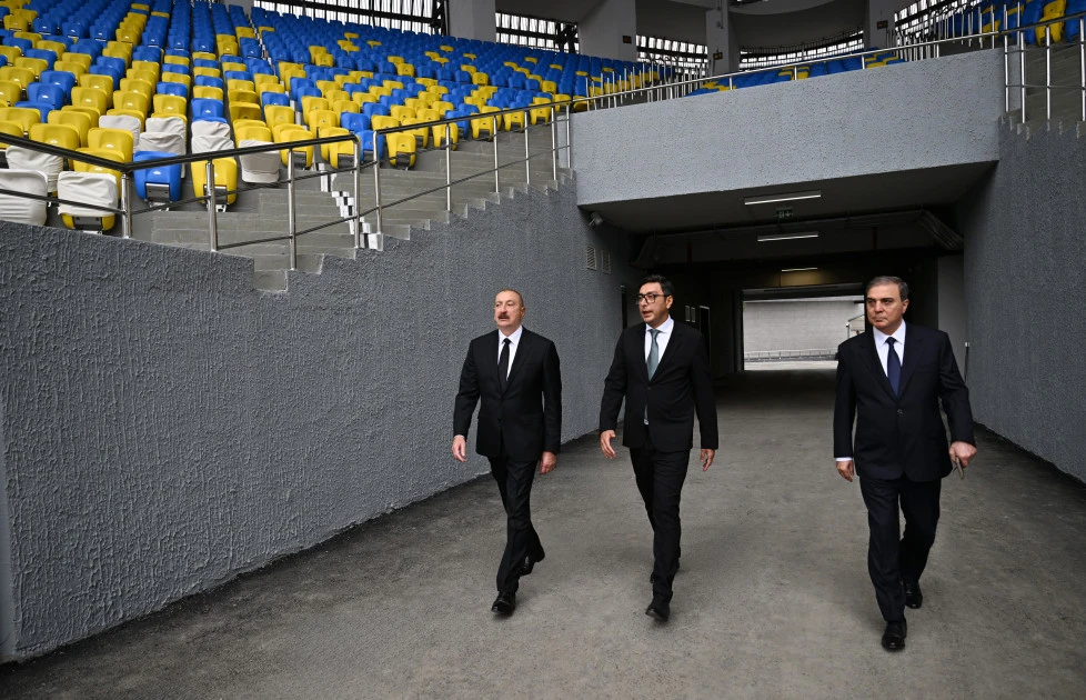 Prezident İlham Əliyev Gəncə şəhər stadionunun açılışında iştirak edib - FOTO 