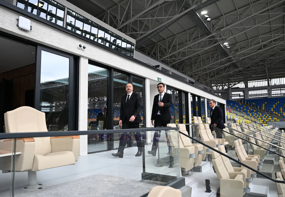 Prezident İlham Əliyev Gəncə şəhər stadionunun açılışında iştirak edib - FOTO 