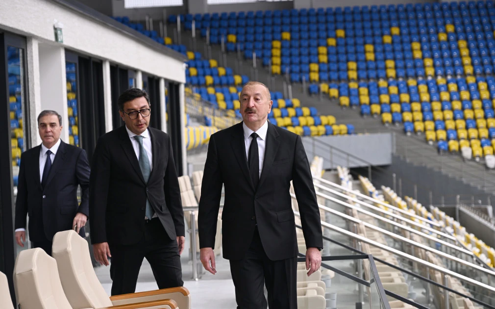 Prezident İlham Əliyev Gəncə şəhər stadionunun açılışında iştirak edib - FOTO 