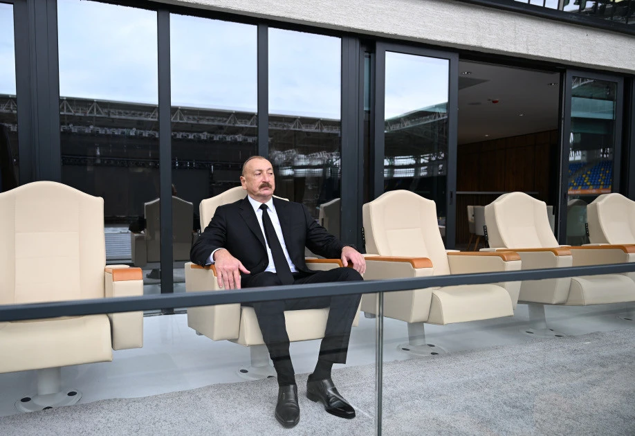 Prezident İlham Əliyev Gəncə şəhər stadionunun açılışında iştirak edib - FOTO 