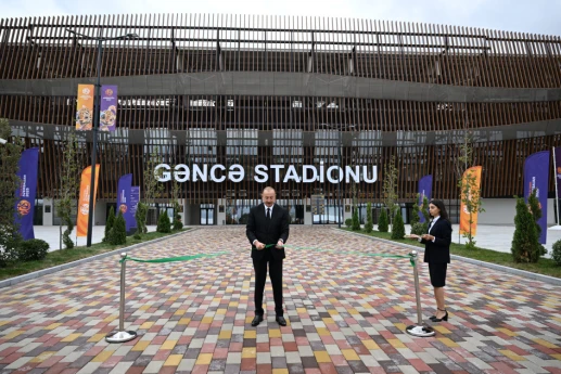 Prezident İlham Əliyev Gəncə şəhər stadionunun açılışında iştirak edib - FOTO 